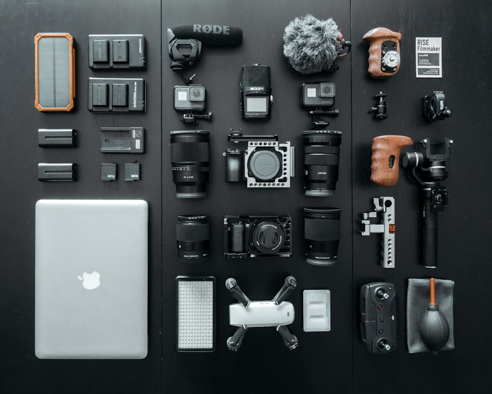 Repair tools and equipment laid out on a workbench